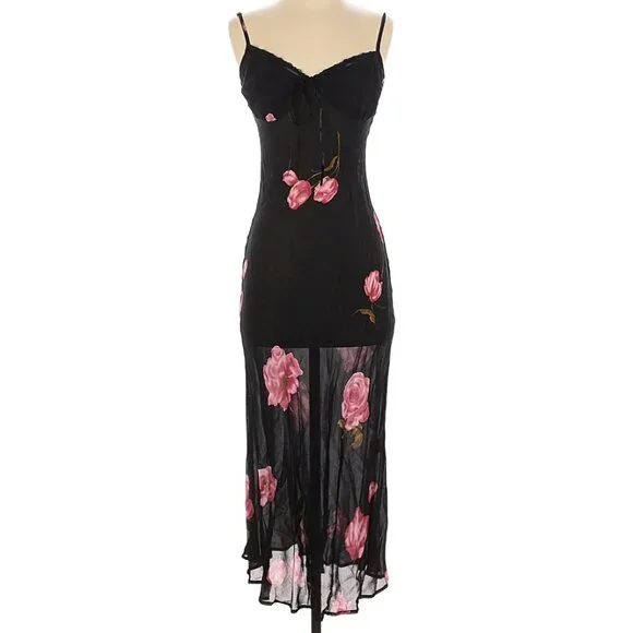Bella Venice Michelle Dress Black Midi Floral Pink Flowers Bow Straps Small  NEW is available for purchase on au PAY Market - Imported Goods Online  Store Co.Ltd. | au PAY Market -
